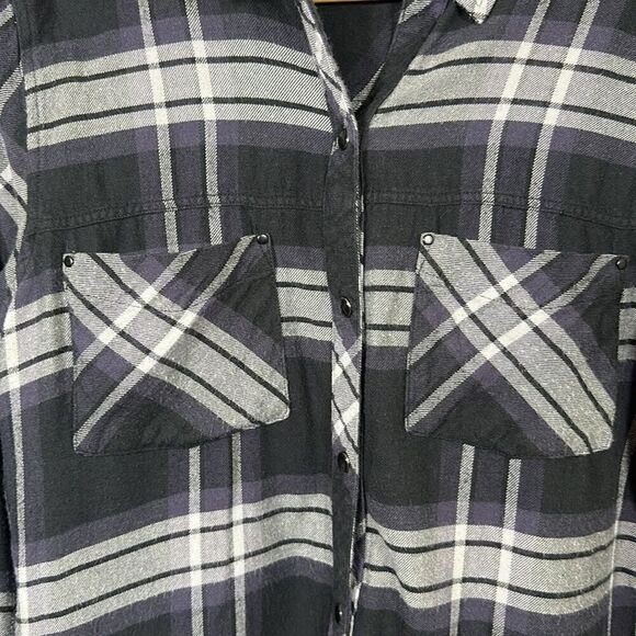 RAILS Women’s Leo Snap Front Plaid Flannel Shirt Black/White Size Small - Picture 4 of 13